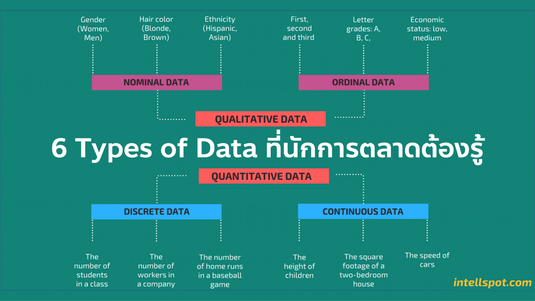 6 ประเภท Data: Quantitative Qualitative Nominal Ordinal Discrete และ Continuous