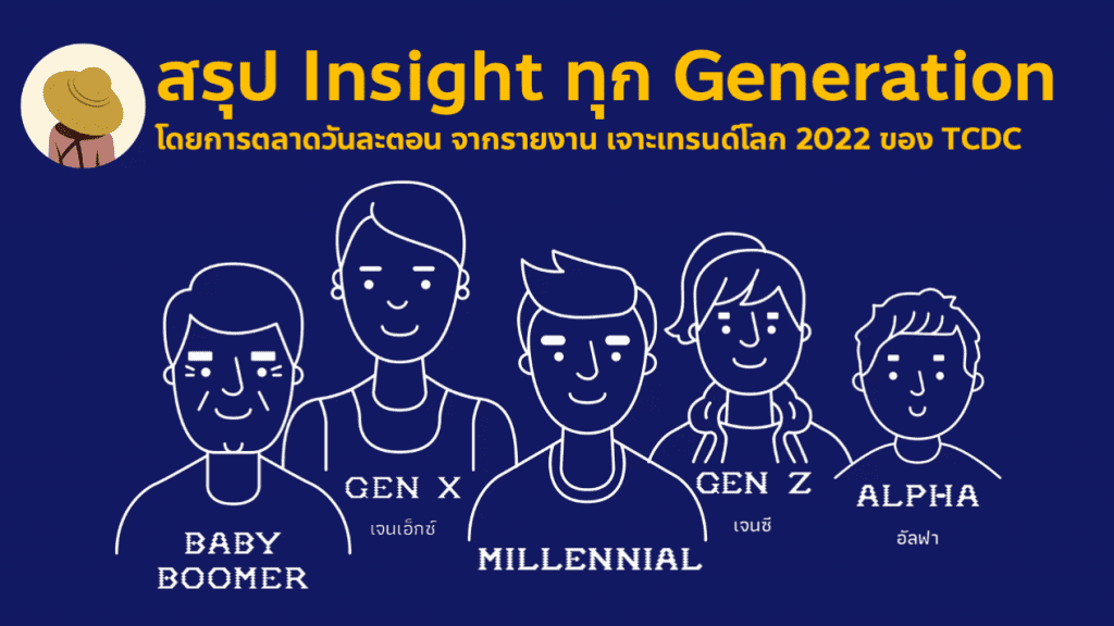 สรุปเจาะลึก Insight ทุก Generation 2022 ตั้งแต่ Baby Boomer Gen X Millennials หรือ Gen Y Gen Z และ Alpha จากรายงานเจาะเทรนด์โลก 2022 TCDC