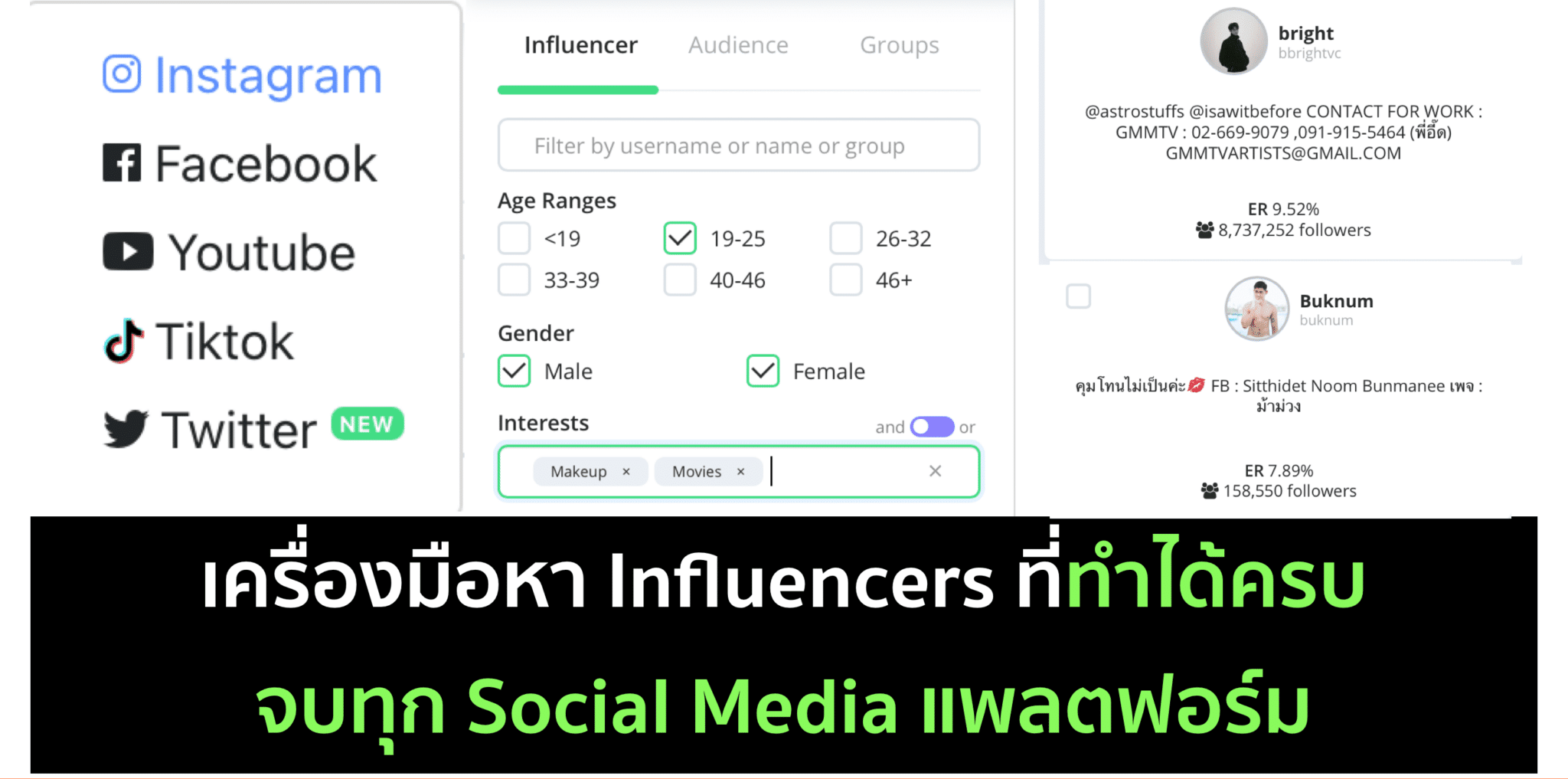 เครื่องมือหา Influencers ที่ทำได้ทุกโซเชียลแพลตฟอร์ม