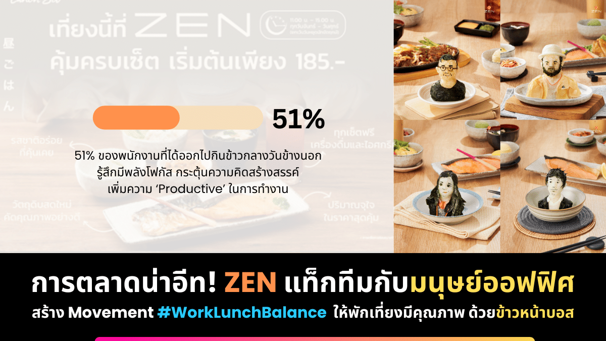 การตลาด น่าอีท! ZEN แท็กทีมกับมนุษย์ออฟฟิศ สร้าง Movement #WorkLunchBalance ให้พักเที่ยงมีคุณภาพ ด้วยข้าวหน้าบอส
